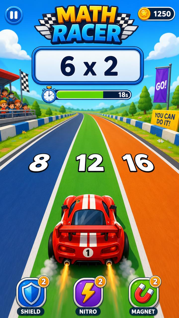 Math Racer classroom activity screen